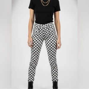 BDG Monochrome Checkered Pants with Zipper Accents